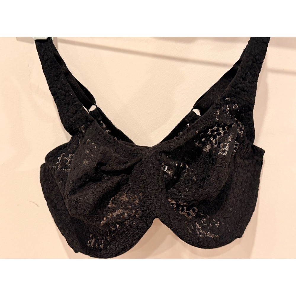 Wacoal Retro Chic Full Figure Lace Underwire Bra Black 32DD 65547